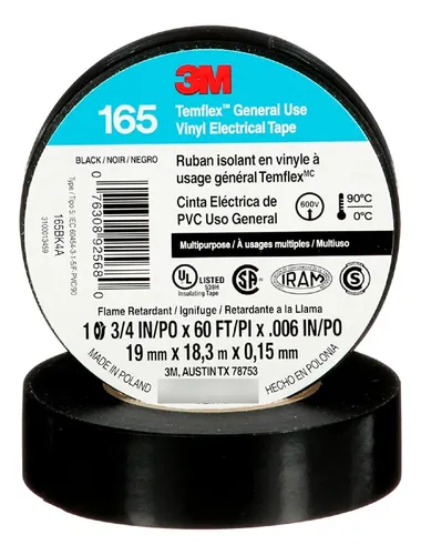CINTA AISLANTE 19 MM X 18.3 MTS TEMFLEX NEGRA