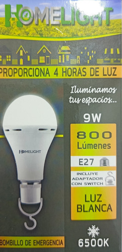 Bombillo De Emergencia Led 09w 6500k Marca Homelight 