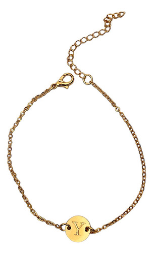 Pulseira De Elos Com Letra Y Banhada A Ouro