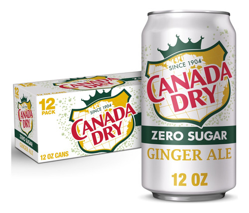 Canada Dry Zero Sugar Ginger Ale Latas 12 Oz, Paquete De 12