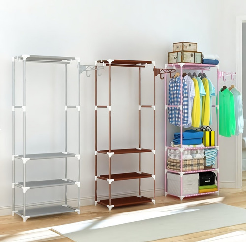 Ropero Perchero Organizador 3 Estantes Ropa Zapatos Calidad® Color Marrón