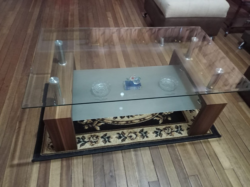 Mesa De Centro Vidrio Templado + Alfombra Decorativa Ejipcia