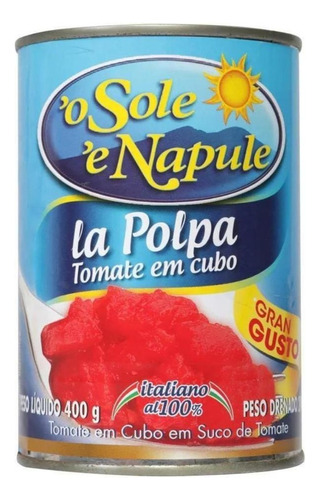 Tomate Pelado Em Cubos Polpa Italiano Sole Napule Lata 400g