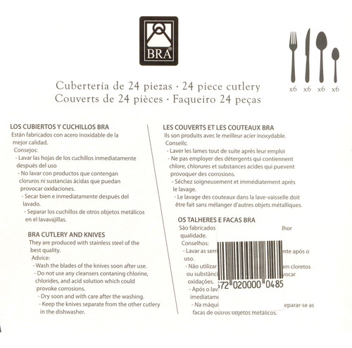 Cubiertos De Acero Inoxidable - Bra Design - 24 Piezas