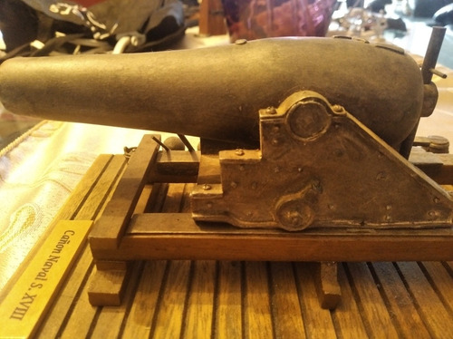 Cañón Comprado En España Bello Base De Madera Y Bronce Unico (Usado)