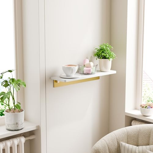 Estante Flotante Mármol Pared Baño Moderno Resistente, Blanc