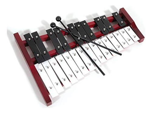 Xilófono Soprano Glockenspiel De Madera Rojo Profesional Con