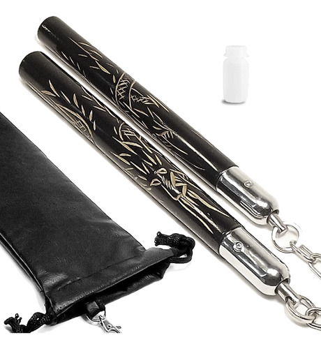 Nunchaku Treino Profissional+ Bolsa De Couro Sintético, Óleo