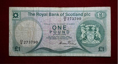 Billete 1 Libra Escocia 1984 Pick 341 B.2 Royal Bank