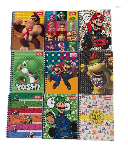 3 Cuadernos Profesional Cuadro 7mm Scribe Mario Bros 100hjs.