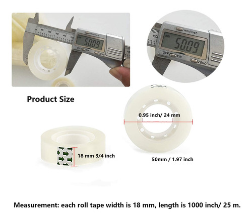 Cinta Transparente (32 Rollos) De 3/4 Pulgadas X 1200 Pulgad