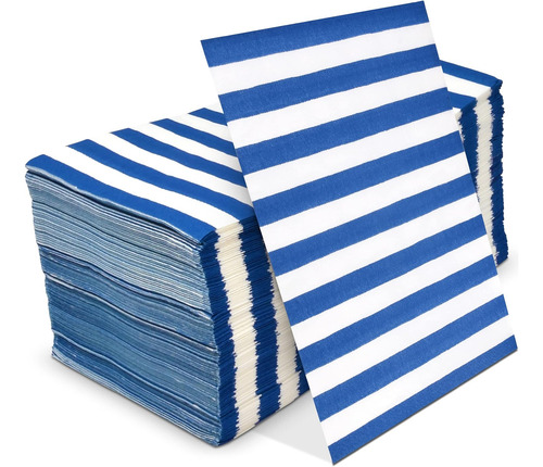 Paquete De 100 Servilletas De Papel Desechables A Rayas Azul