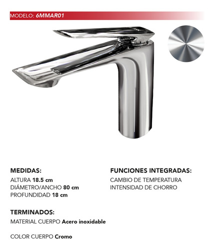 Grifo Mezclador Para Lavabo De Baño Baku Cromado Plateado Cromado
