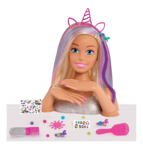 Cabeza Barbie Deluxe Para Peinar Glitter Xtreme P