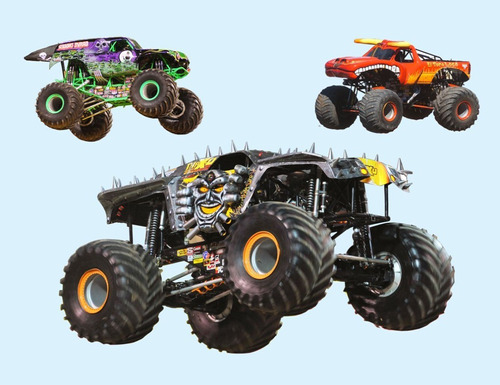 Vinil Monster Trucks Con Nombre, 130 X70 Calidad Hd 