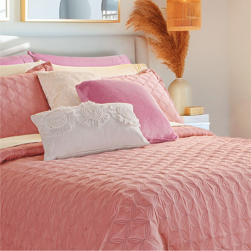 Colcha Neo Individual Poliéster Concord Color Deep Rose Liso
