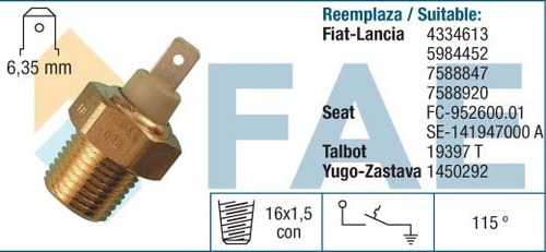 Bulbo Temperatura Refrigerante Fiat 147 Uno 16x1.5 N-a 1p Co