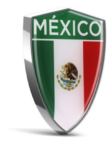 Emblema Escudo México Cromado Resina 6,3cm X 4,02 Cm