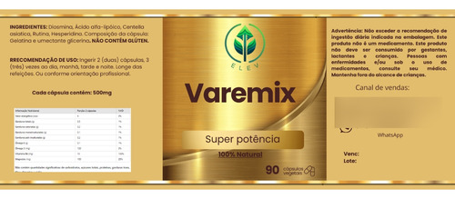 Remédio De Varizes Veias Estouradas Hemorroidas Varemix 90cp Sem Sabor