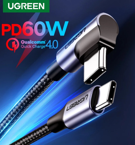 Imagen 3 de 8 de Cable Carga Y Datos Usb Tipo C A Usb-c De 60 W. X 100 Cm