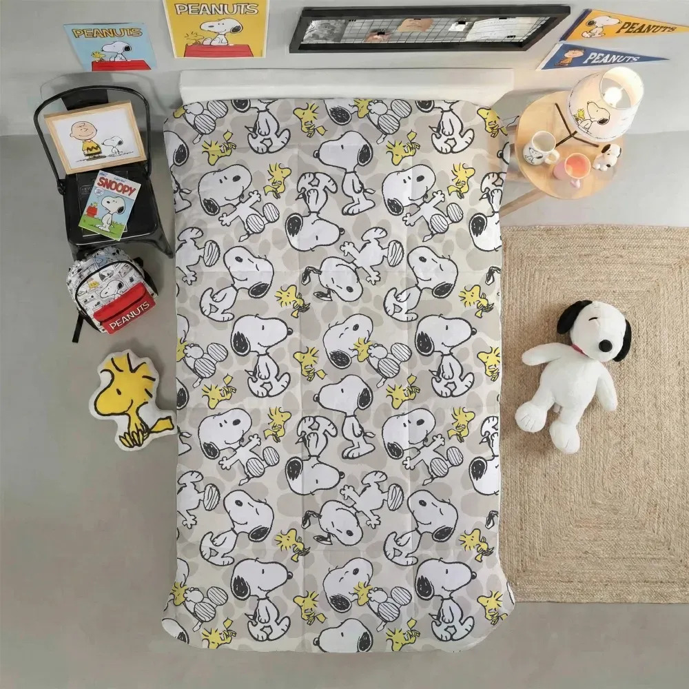 Acolchado Flannel 1 1/2 Pl Snoopy - Piñata Gris Estampado