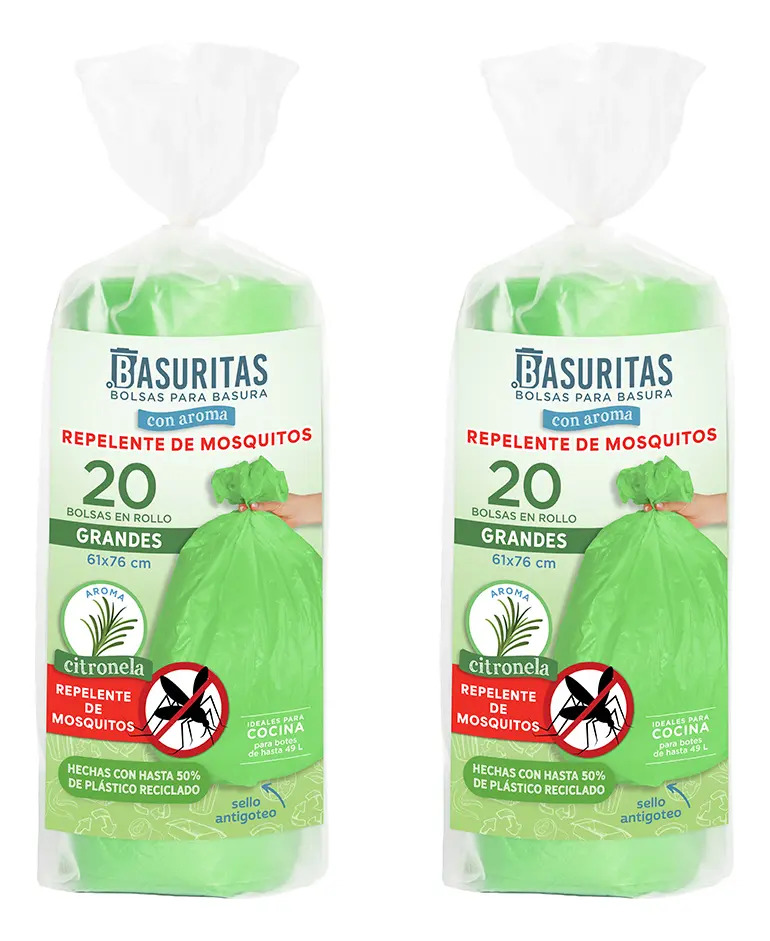 40 Bolsas De Basura Grandes, Aroma Citronela, Basuritas