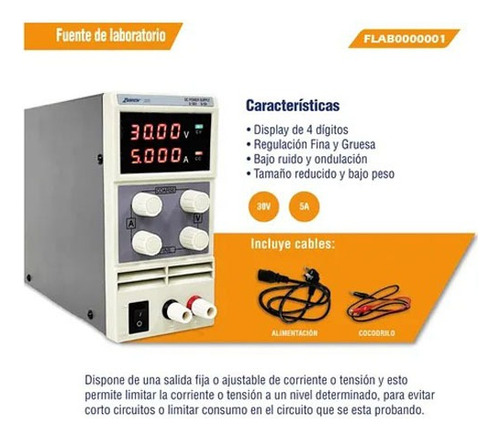 Fuente De Laboratorio Regulable Zurich 30v 5a 7seg Digital