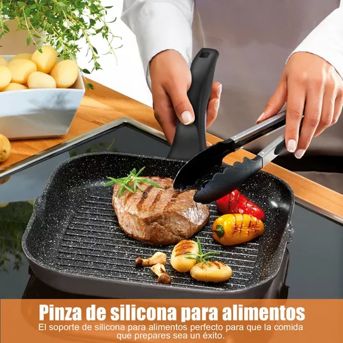 Pinzas De Cocina Negras. Pinzas Con Punta De Silicona Acero