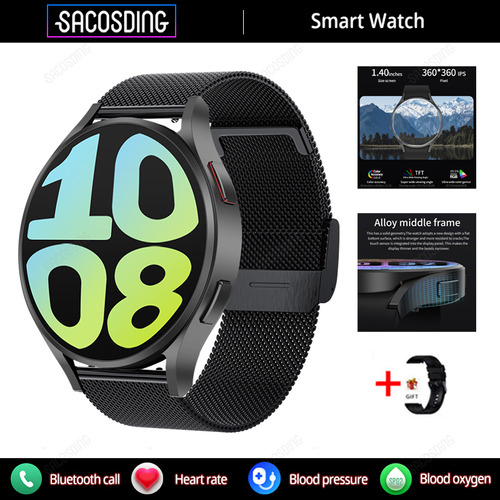 Reloj Inteligente Hombre Y Mujer Para Samsung Galaxy Watch6 Color De La Correa Malla Negra
