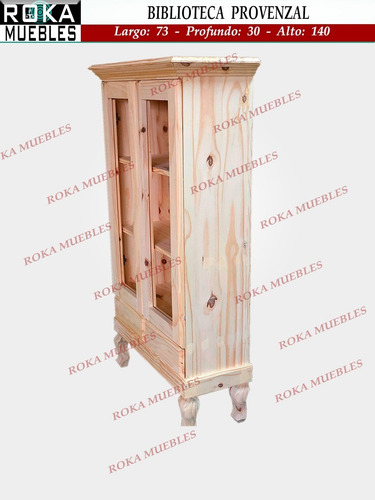 Imagen 4 de 9 de Biblioteca Provenzal Baja Con Puerta Pino 73x30x140