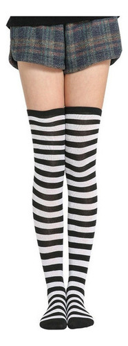 Medias De Rayas Mujeres Sexy Muslo Alto Nylon Calcetines De