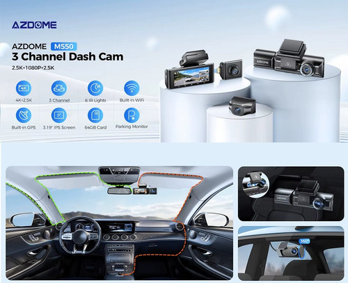 Câmera Veicular 4k M550 Pro Gps Wifi Dashcam App Uber 99
