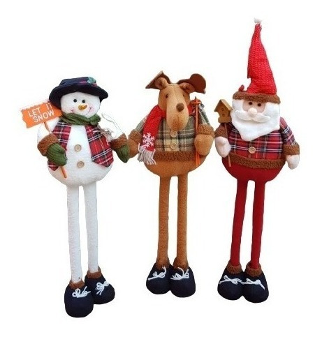 Pack 3 Monos Patas Largas 50cm Navideño Adorno Decoracion