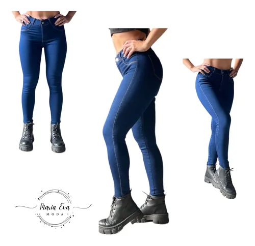 Jeans azul oscuro outlet mujer chupin