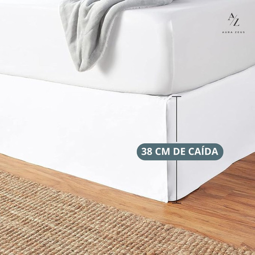 Faldon De Cama 2 Plazas Blanco Suave Liso Con Pliegues Aura Zeus Ropa De Cama