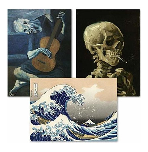 Paquete De 3 Carteles: Vincent Van Gogh Skeleton + The Old G