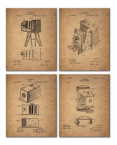 Impresiones De Patente De Cámara - Juego De 4 Fotos De Decor