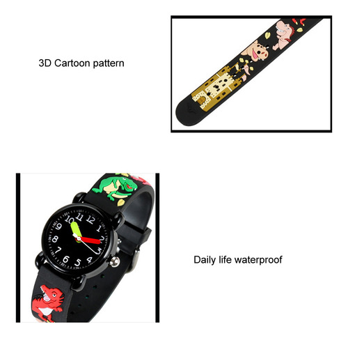 Reloj Para Niños Con Patrón De Dibujos Animados Correa De P