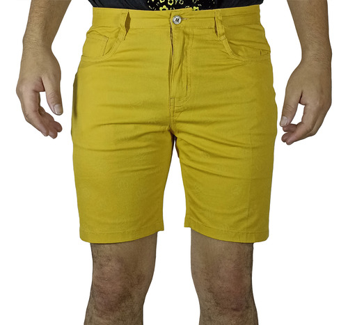 Bermuda Moda Drill Para Hombre - Amarillo