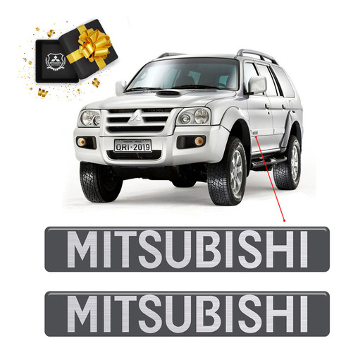Adesivos Mitsubishi Pajero Sport 2009 Emblema Porta Grafite
