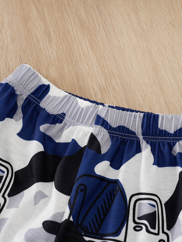 Conjunto De Verano De Algodón Bebé Con Estampado Camuflaje Azul Oscuro 2-3 Años