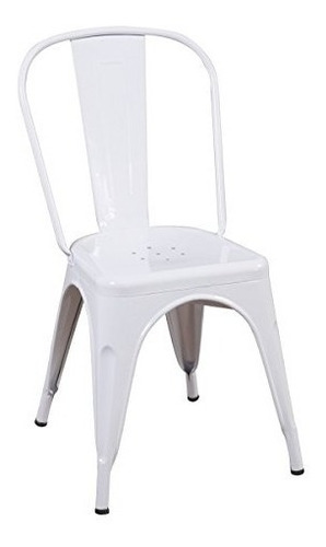 Silla Apilable C/ Respaldo Diseño De Metal Blanco C 233