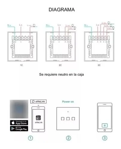 Sonoff T2 1 Canal Rf Wifi Tecla Pared Touch Wifi Domot X 2u