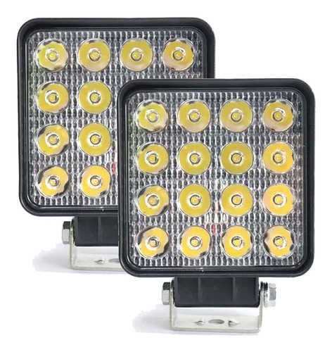 Farol De Milha Quadrado Led 48w 12v 24v Trator Agricola