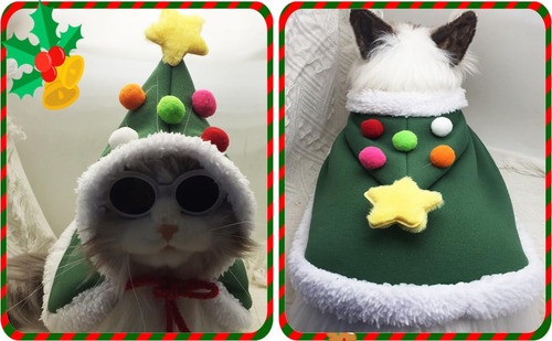 Disfraz Navidad Perro, Felpa Capa Navideño De Gato Con
