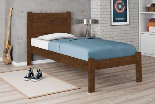 Cama Solteiro Framar Paola Mdf Cabeceira Malbec