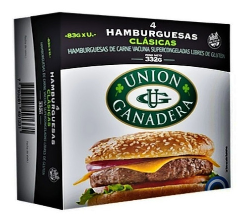 8 Hamburguesas 83 Gramos Union Ganadera + Pan La Perla