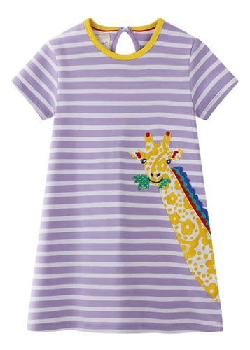 Vestido Manga Corta Niña Rayado Animales Jump Kids