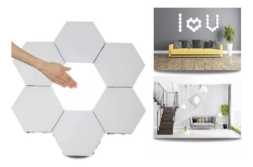 Set Luz Gamer Hexagonal Led Tira Cinta 6 Luces Rgb Control
