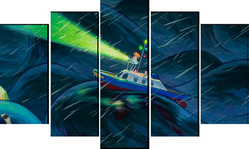 Cuadro 5 Piezas Ponyo Estudio Ghibli Fujimoto Textura